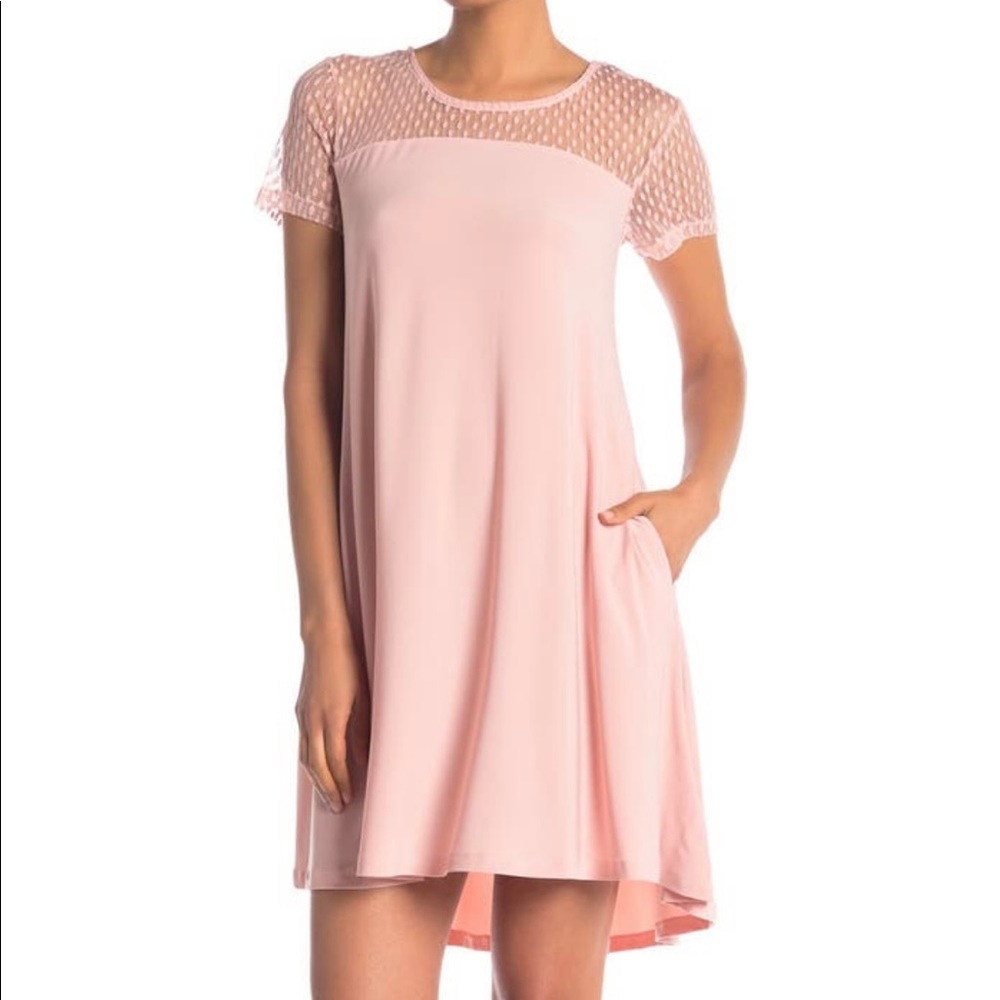 NWT Dress, Dusty Pink Hi/Lo shift with side pockets.